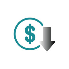 Obraz premium Financial decline A dollar sign within a circle pointing downwards