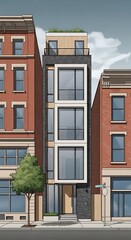 Obraz premium Modern apartment building urban architecture.