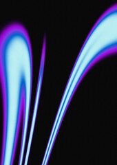 Obraz premium Abstract neon wave background, glowing purple and blue fluid light trails on black, futuristic liquid motion design for digital wallpaper