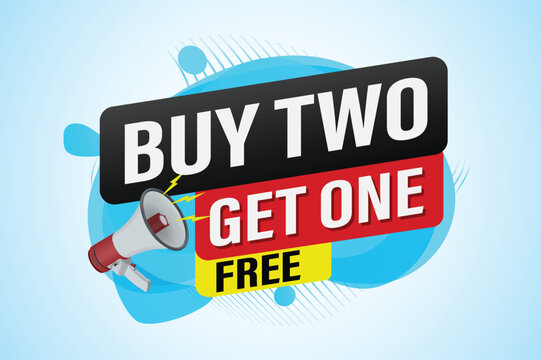 buy two get one free buy now poster banner graphic design icon logo sign symbol social media website coupon

