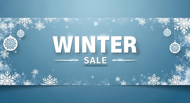 Winter Sale Banners with Snowflakes and Ornaments - Perfect for Festive Promotions