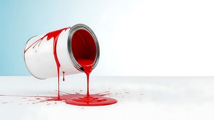 Red paint spilling from can