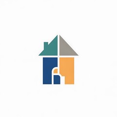 Naklejka premium Colorful house logo with geometric shapes.
