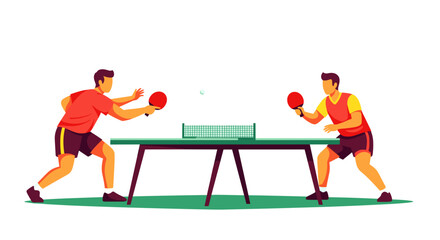 Two men playing table tennis ping pong match
