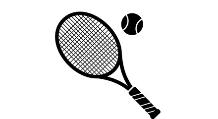 Tennis racket hitting a ball action icon