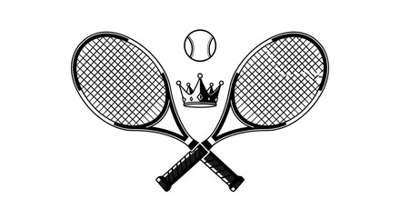 Royal tennis emblem with rackets crown and ball