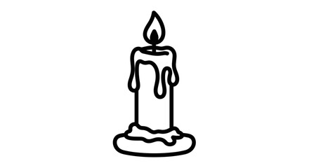 Single melting candle with burning flame icon