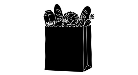 Paper bag full of groceries and daily essentials