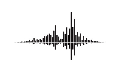Naklejka premium Black sound wave equalizer bars on a white background, audio visualization