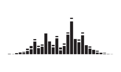 Black sound wave equalizer bars on a white background, audio visualization