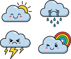 Set of 4 weather icons vector