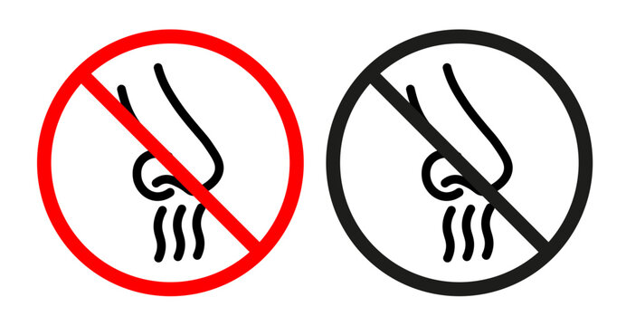 No smell signs collection Silhouette flat icon design element.