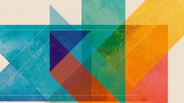 Sliding layered shapes settling into overlap on canvas as playback starting, showing purple inset