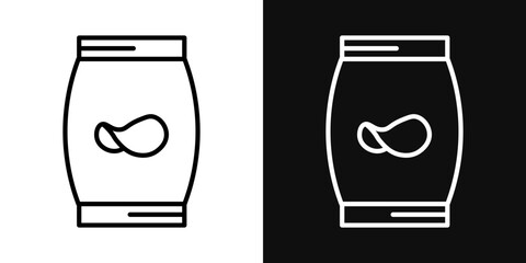 Potato chips icons - editable stroke vector illustration