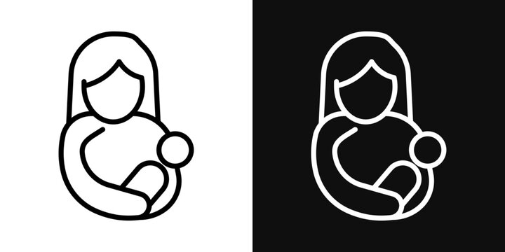 Postnatal care icons - editable stroke vector illustration