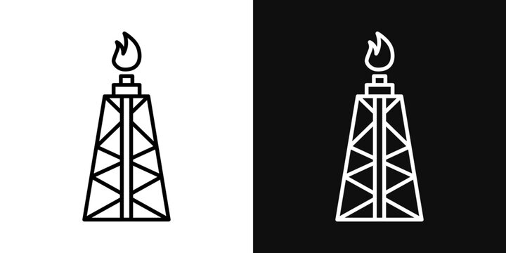 Shale gas rig icons - editable stroke vector illustration