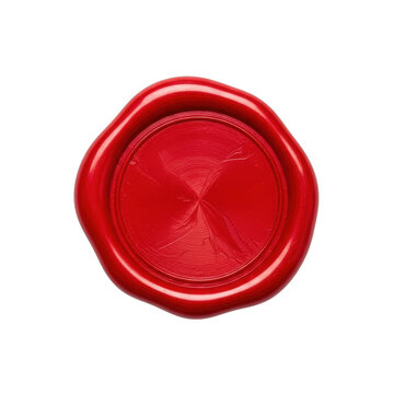 Red wax seal stamp on white background isolated on transparent background
