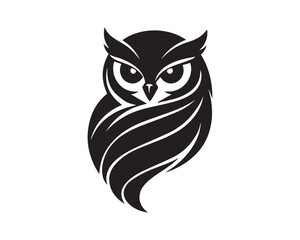 Obraz premium Black Owl Silhouette Logo Vector Illustration, Wise Night Bird Emblem for Branding, Tattoo Design, Mascot, Esports Team and Modern Graphic Art