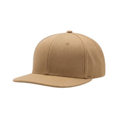 Fototapeta premium Tan baseball cap with button on top and curved brim isolated on transparent background