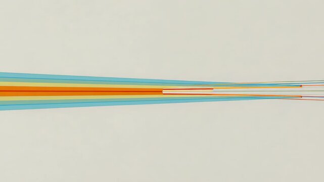 Playback starting layered ribbons sliding right on beige canvas showing white inset and guide lines