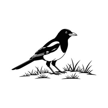 Magpie Doyel Mayna Bird minimal vector silhouette illustration with white background