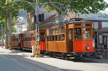Vintage Tram at Port de Sller Station  Spain