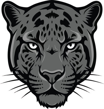 Black and Gray Leopard Head Illustration.