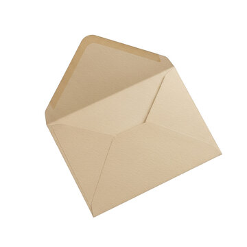 Open brown envelope isolated on white background isolated on transparent background