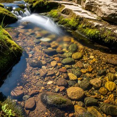Crystal Clear Water Stream Over Earth Surface Concept