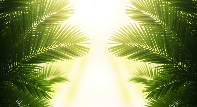 Easter sunday palm fronds with radiant sunlight background
