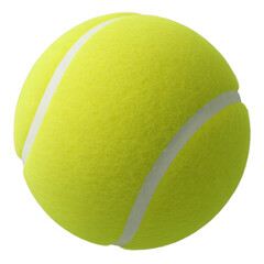 Yellow tennis ball with white stripes isolated on a transparent background