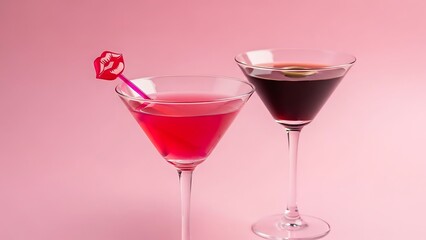 Elegant cocktail pair in martini glasses