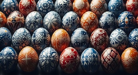 Vibrant easter eggs decorated for easter sunday celebrations