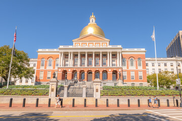 The Massachusetts State House as viewed from Beacon St
