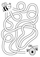 Obraz premium Maze puzzle game for children with cute bee. Kids labyrinth puzzle. Maze activity sheet for children.