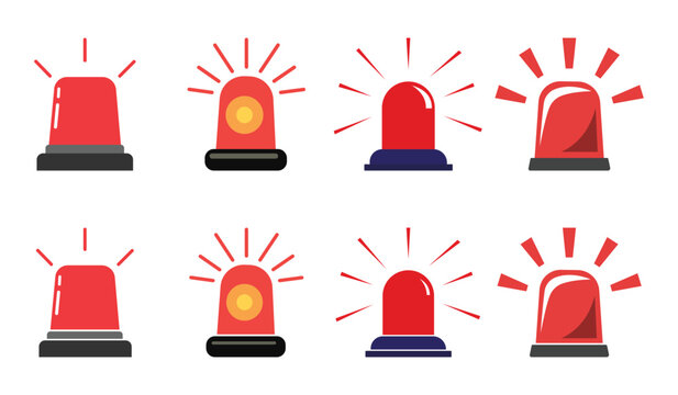 Ambulance Siren and Emergency Alert Icon Set &ndash; Police, Warning, Alarm, and Safety Signal Vector Illustrations