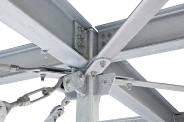 Naklejka premium NEW CUSTOMIZES PREFABRICATED METAL CARPENTRY WITH GALVANIZED STEEL COMPONENTS AND WELDED AND BOLTED STEEL FLANGES - COLUMN BEAM JUNCTION