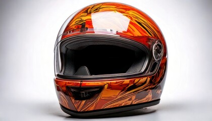 Fototapeta premium Fiery Motorcycle Helmet - A Bold Statement of Style and Safety.