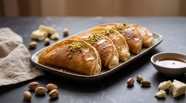 Traditional Qatayef Served for Ramadan Dessert