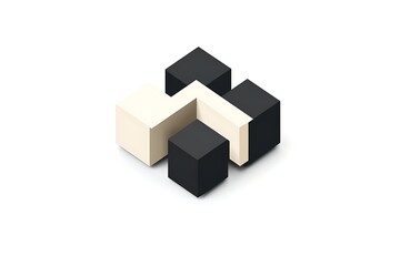 Obraz premium Black and white 3d puzzle pieces fitting together on white background symbolizing business solutions and strategy