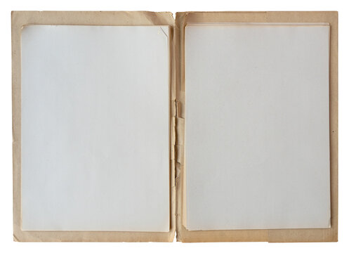 open file folder with aged white empty pages