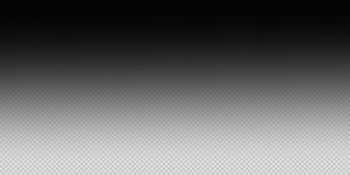Abstract transparent gradient banner with smooth black fade effect. Minimal rectangular blur transition from light to dark. Vector overlay element for backgrounds, layouts, web design, posters