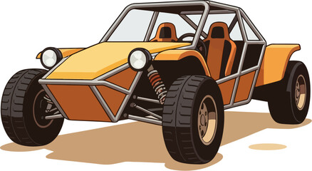 Sand Dune Buggy for Desert Offroad Adventure, Lightweight High Performance Terrain Vehicle, Detailed Vector Illustration