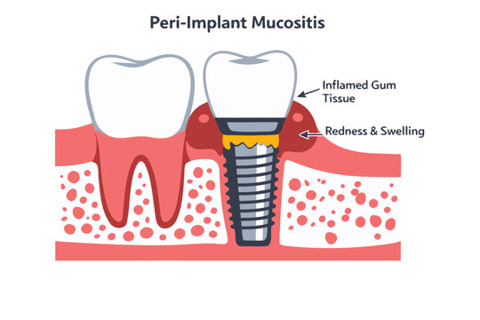Peri-Implant Mucositis Dental Cross-Section 2D Flat Vector