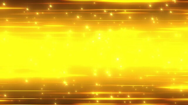 キラキラした金色の横に流れる流線のエフェクト背景の動画