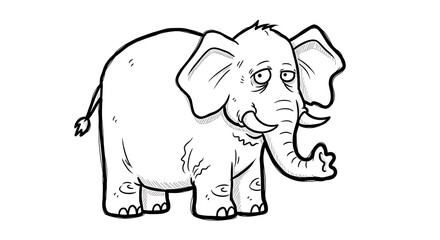 Fototapeta premium An elephant illustration standing alone with a curious expression on a plain background