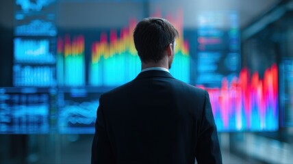 Fototapeta premium Financial Analyst Examining Market Data on Screen Display, Trading Analysis and Investment Decision Making
