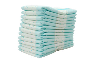 Stack of baby diapers pile infant isolated on a transparent background
