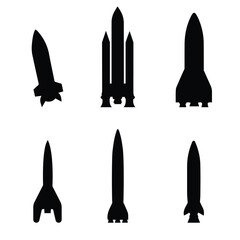 Obraz premium Simple black rocket ship illustration on transparent background silhouette