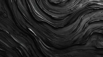 Dark abstract black layered texture with flowing wave pattern